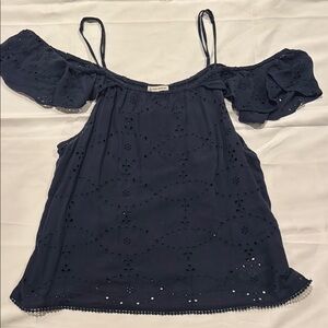 American Eagle Women's Navy Off-Shoulder Top